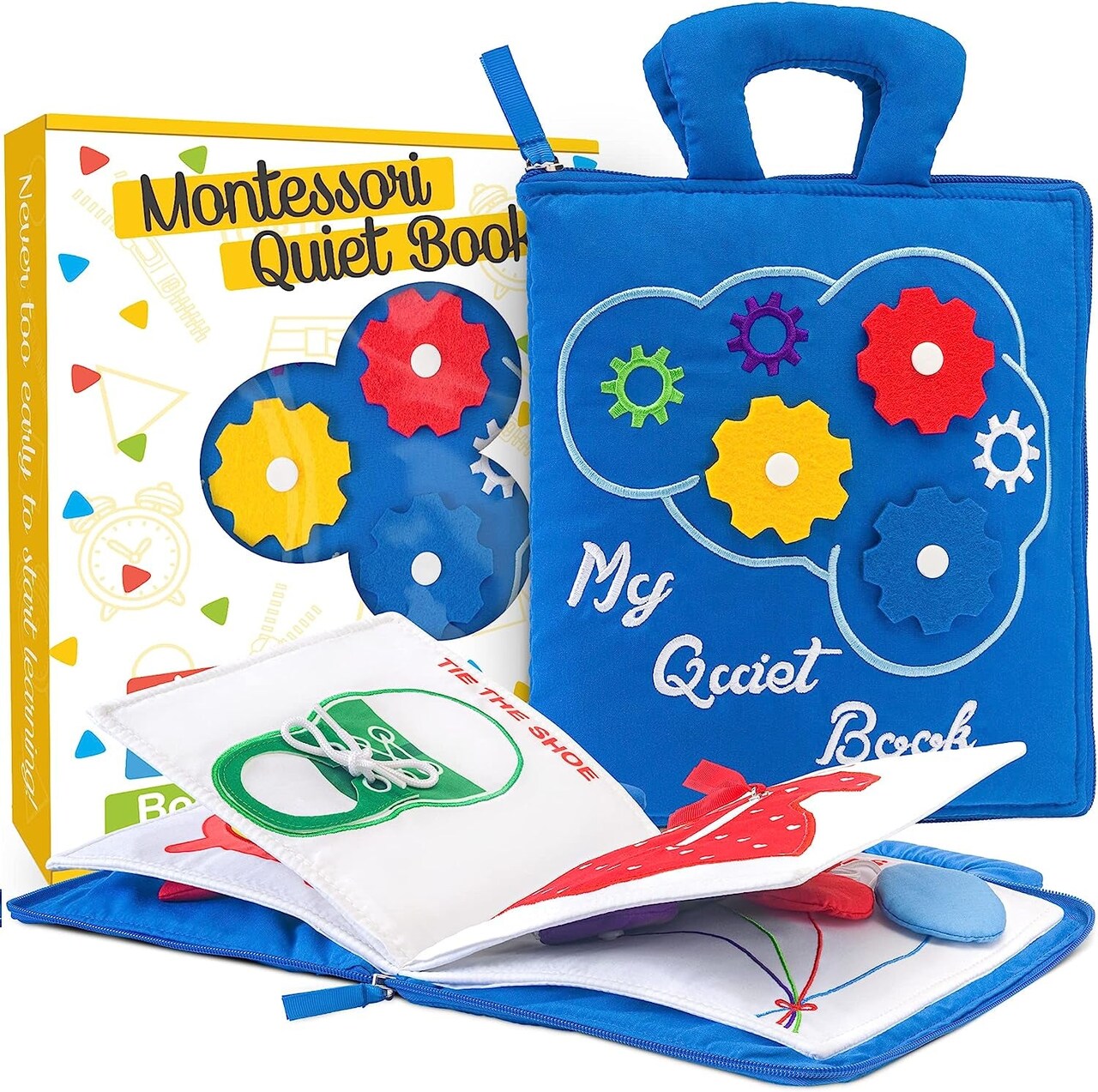 Quiet Book Montessori Toys for 1 2 3 Year Old - Travel Toy for Toddlers  1-3, Busy Book Travel Road Trip Essentials Kids with Preschool Educational  Activities, Sensory Toy for Boys & Girls